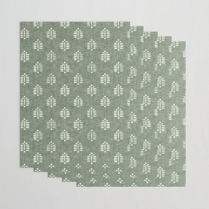 block print palm on sage Wrapping Paper Gallery Image 3