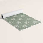 block print palm on sage Yoga Mat Gallery Image 2