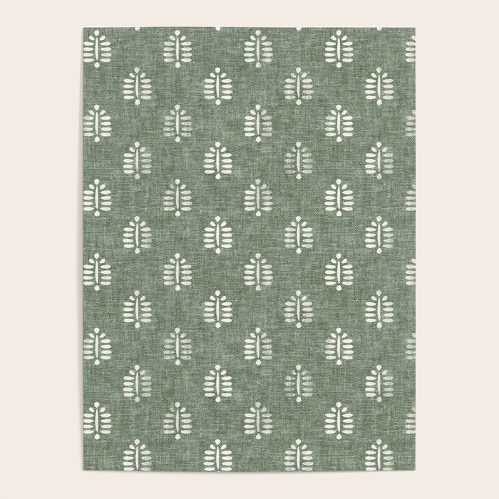 block print palm on sage Poster Gallery Image 4