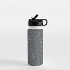 Paisley Line Art - Navy Water Bottle Gallery Image 1