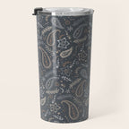 Paisley Line Art - Navy Travel Mug Gallery Image 3
