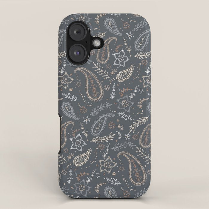 Paisley Line Art - Navy iPhone Case Gallery Image 1