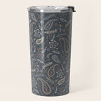 Paisley Line Art - Navy Travel Mug Gallery Image 2