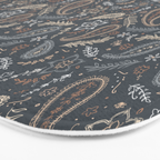 Paisley Line Art - Navy Bath Mat Gallery Image 3