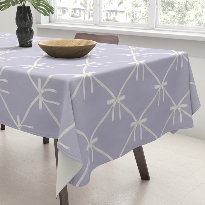 Bows & Ribbons Pattern XXXIV Pastel Lavender Purple  Tablecloth Gallery Image 3