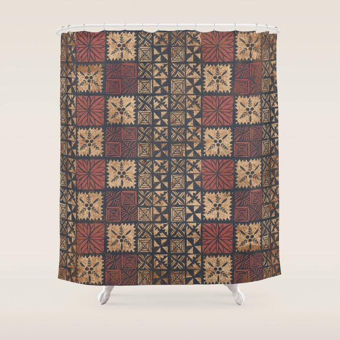 UrbanNesian Tongan Ngatu | Mua Shower Curtain Gallery Image 1