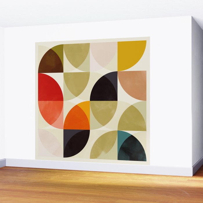 mid century color geometry shapes Wall Mural Gallery Image 2