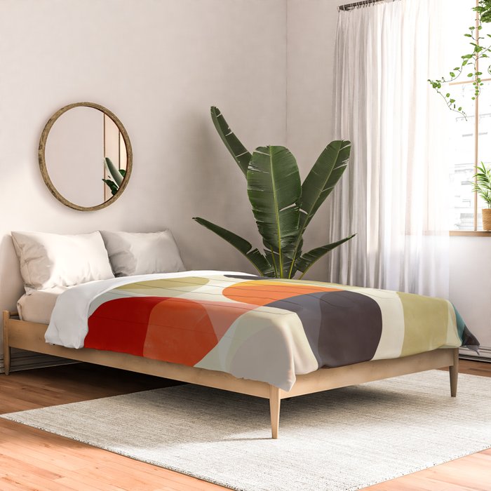 mid century color geometry shapes Comforter Gallery Image 2