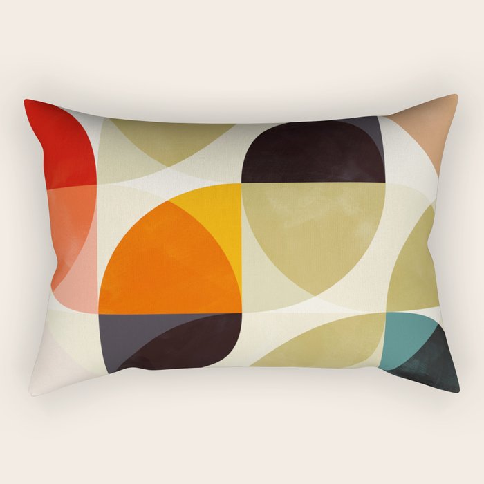 mid century color geometry shapes Rectangular Pillow Gallery Image 2