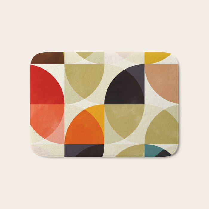 mid century color geometry shapes Bath Mat Gallery Image 1