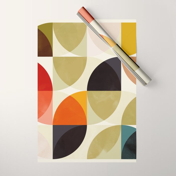 mid century color geometry shapes Wrapping Paper Gallery Image 1
