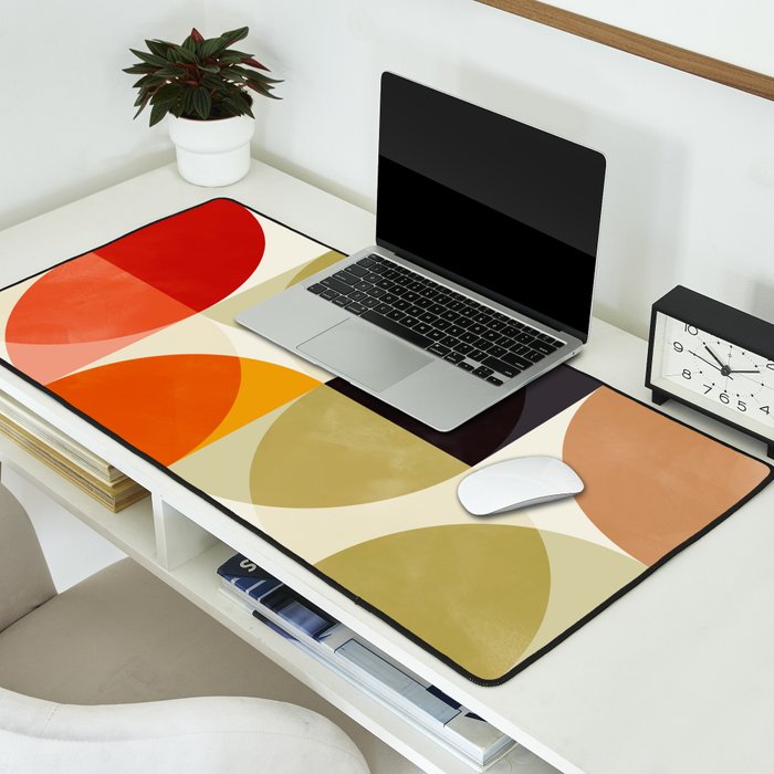 mid century color geometry shapes Desk Mat Gallery Image 2