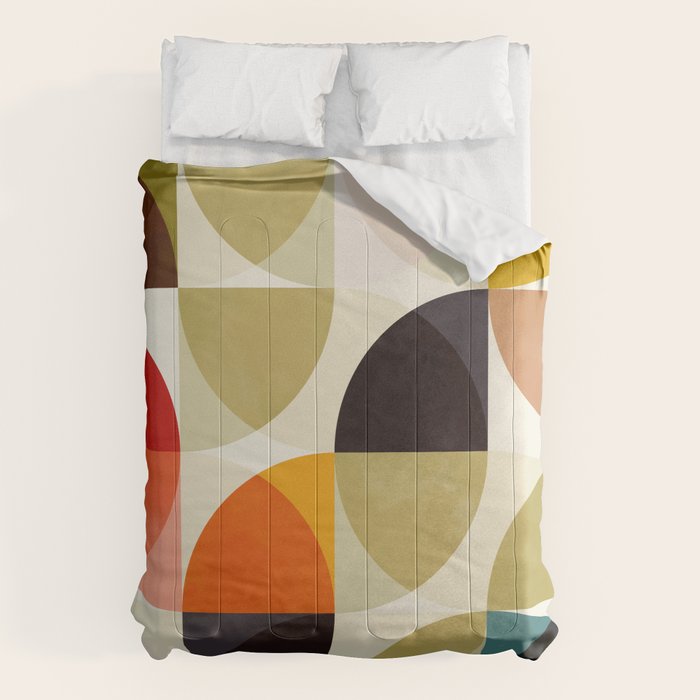 mid century color geometry shapes Comforter Gallery Image 1