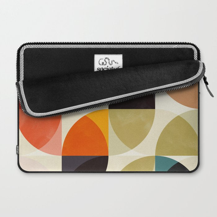 mid century color geometry shapes Laptop Sleeve Gallery Image 2