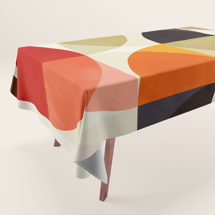 mid century color geometry shapes Tablecloth Gallery Image 1
