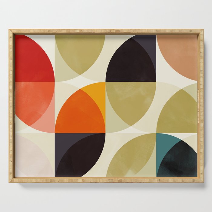 mid century color geometry shapes Serving Tray Gallery Image 1