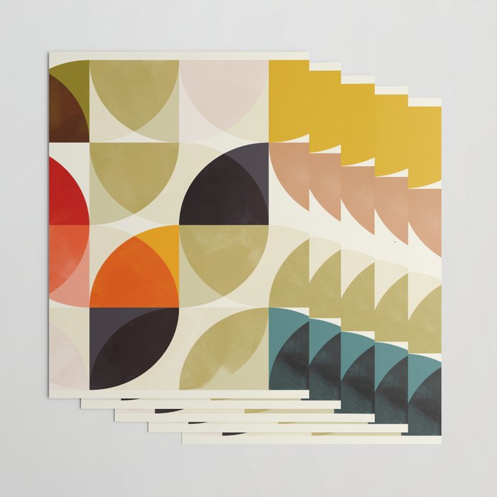 mid century color geometry shapes Wrapping Paper Gallery Image 3
