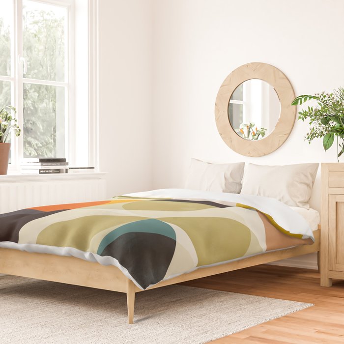 mid century color geometry shapes Duvet Cover Gallery Image 2