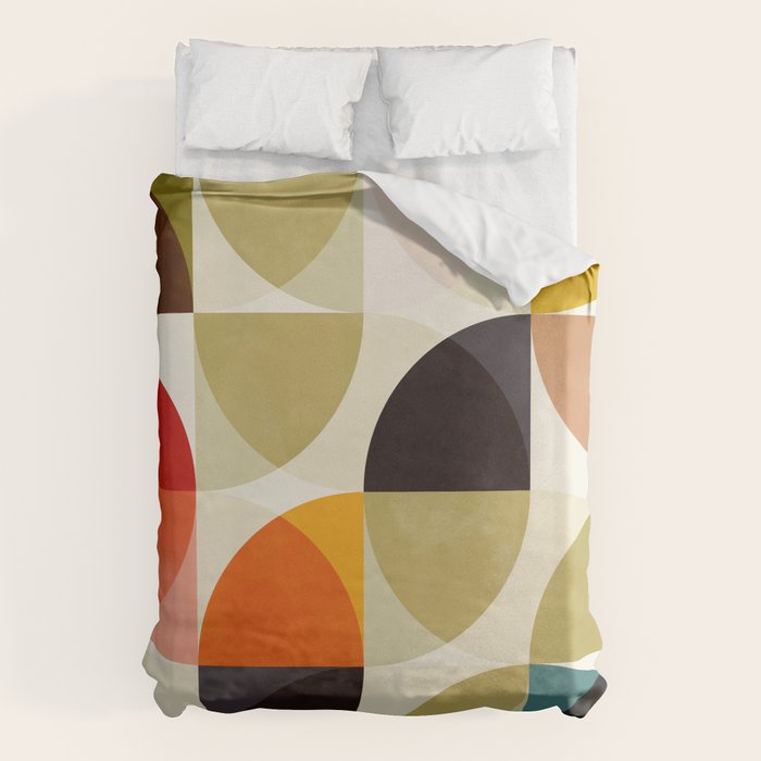 mid century color geometry shapes Duvet Cover Gallery Image 6