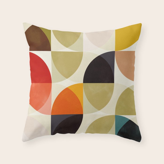 mid century color geometry shapes Throw Pillow Gallery Image 6
