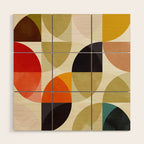 mid century color geometry shapes Wood Wall Art Gallery Image 1