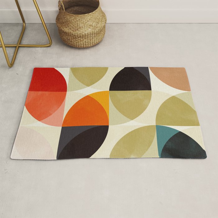 mid century color geometry shapes Rug Gallery Image 1