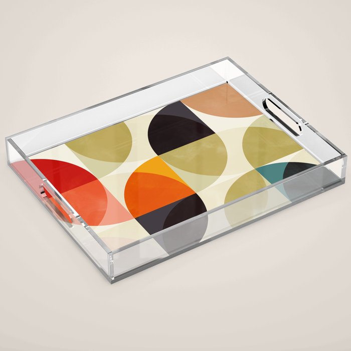 mid century color geometry shapes Acrylic Tray Gallery Image 1