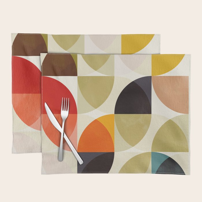 mid century color geometry shapes Placemat Gallery Image 1