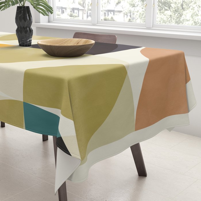 mid century color geometry shapes Tablecloth Gallery Image 3