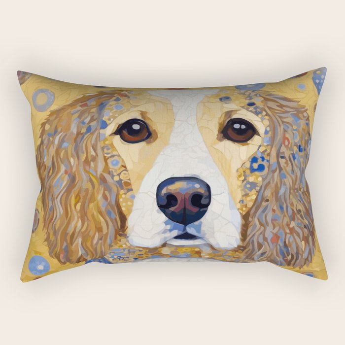 Gustav Klimt Style Dog with Colorful Patterns Rectangular Pillow Gallery Image 1