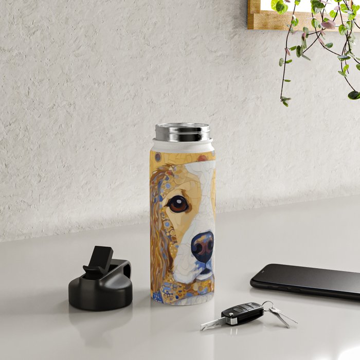 Gustav Klimt Style Dog with Colorful Patterns Water Bottle Gallery Image 4