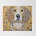 Gustav Klimt Style Dog with Colorful Patterns Throw Blanket Gallery Image 2