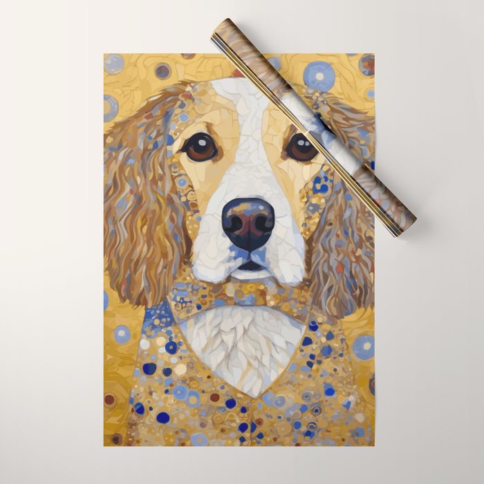 Gustav Klimt Style Dog with Colorful Patterns Wrapping Paper Gallery Image 1