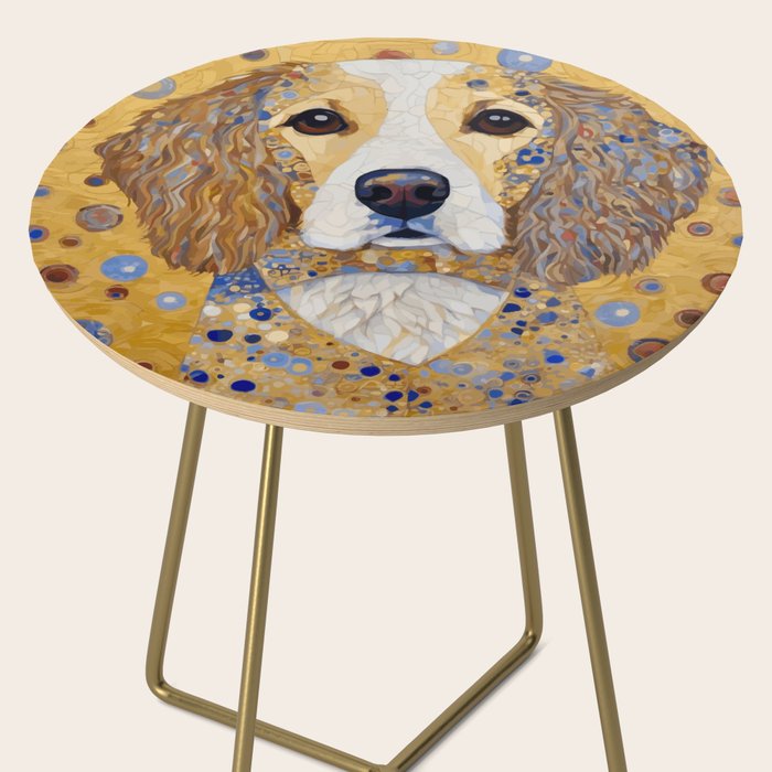 Gustav Klimt Style Dog with Colorful Patterns Side Table Gallery Image 2