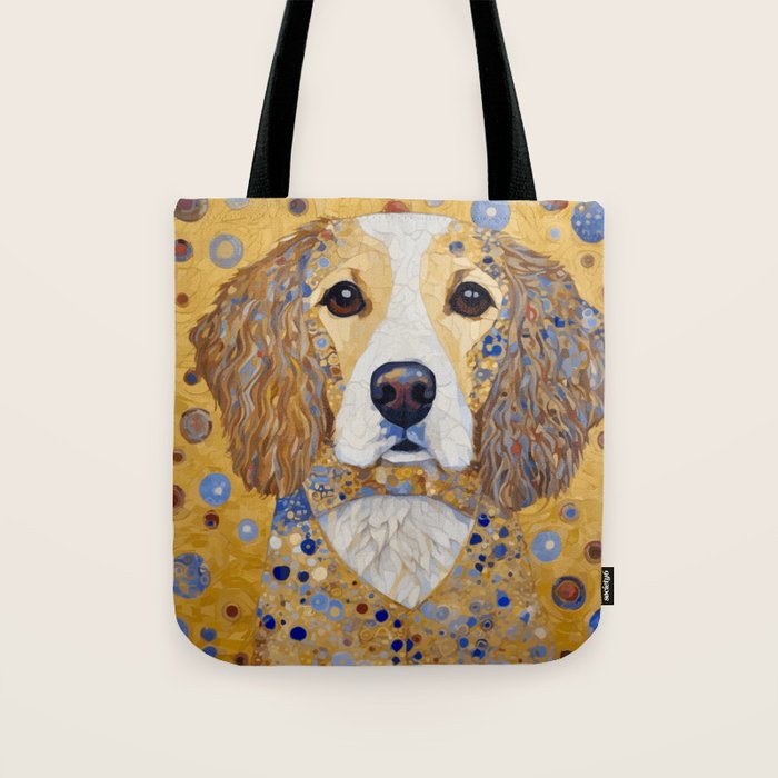 Gustav Klimt Style Dog with Colorful Patterns Tote Bag Gallery Image 1