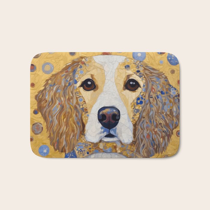 Gustav Klimt Style Dog with Colorful Patterns Bath Mat Gallery Image 1