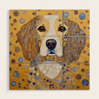 Gustav Klimt Style Dog with Colorful Patterns Wood Wall Art Gallery Image 1