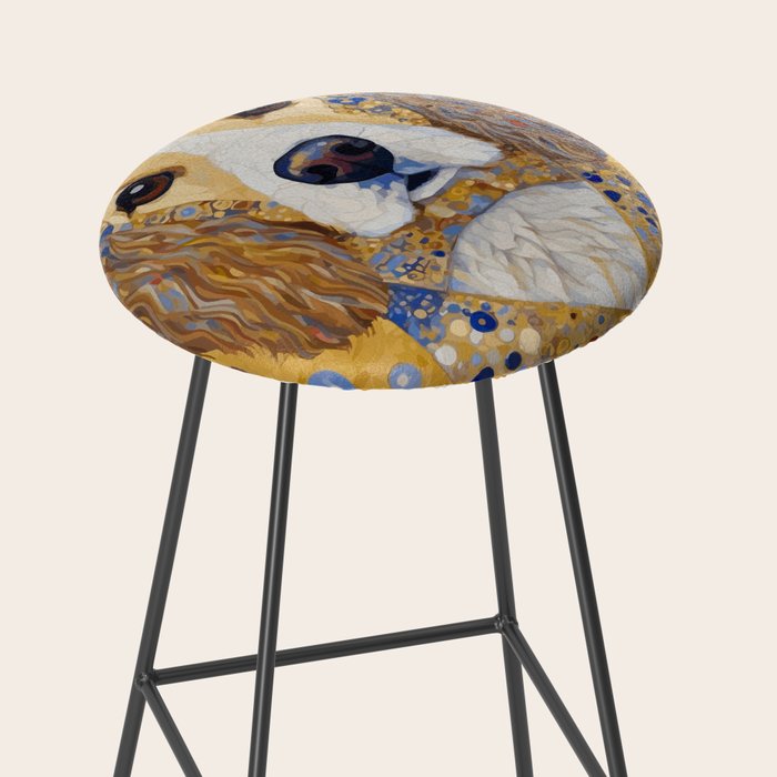 Gustav Klimt Style Dog with Colorful Patterns Stool Gallery Image 2