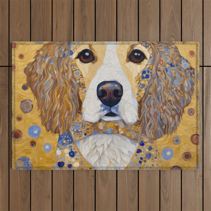 Gustav Klimt Style Dog with Colorful Patterns Outdoor Rug Gallery Image 1