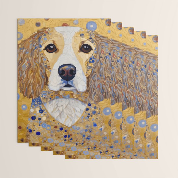 Gustav Klimt Style Dog with Colorful Patterns Wrapping Paper Gallery Image 3