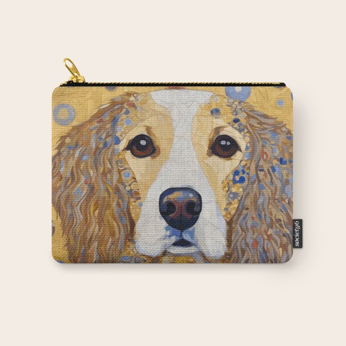Gustav Klimt Style Dog with Colorful Patterns Carry All Pouch Gallery Image 1