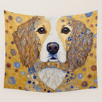 Gustav Klimt Style Dog with Colorful Patterns Wall Tapestry Gallery Image 4