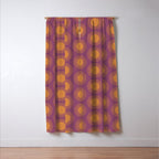 Boho Summer Sun Pattern VI Purple and Orange Window Curtain Gallery Image 3