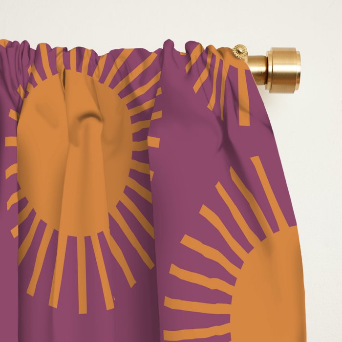 Boho Summer Sun Pattern VI Purple and Orange Window Curtain Gallery Image 2