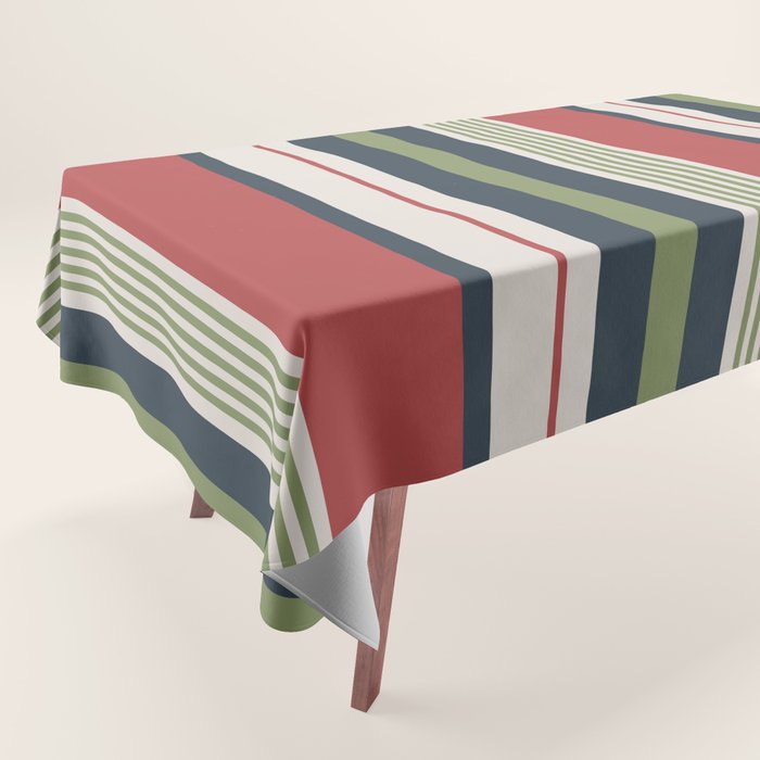 Modern Christmas Stripes 2025 Tablecloth Gallery Image 1
