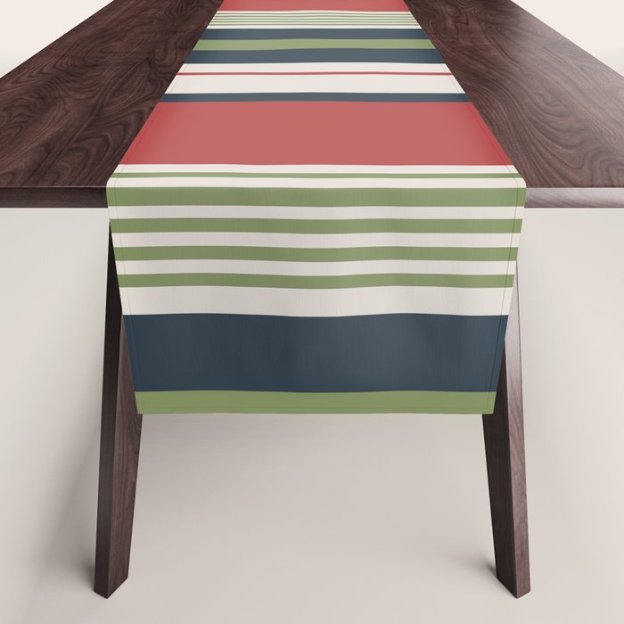Modern Christmas Stripes 2025 Table Runner Gallery Image 1