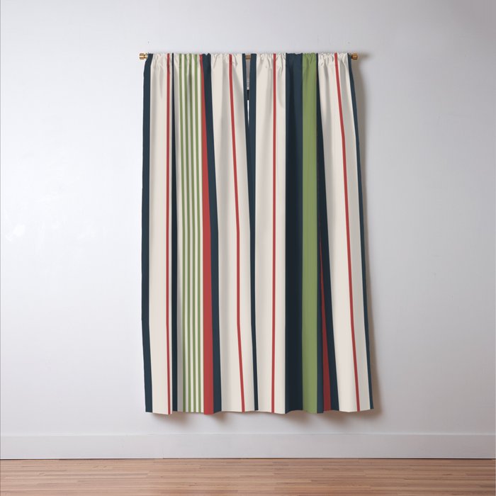 Modern Christmas Stripes 2025 Window Curtain Gallery Image 3