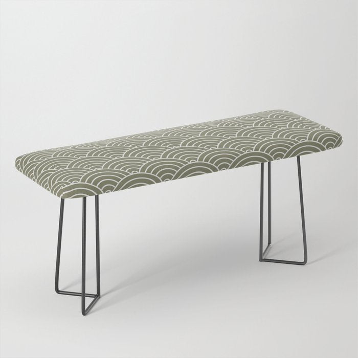 Japanese Waves Pattern Olive II Bench Gallery Image 1