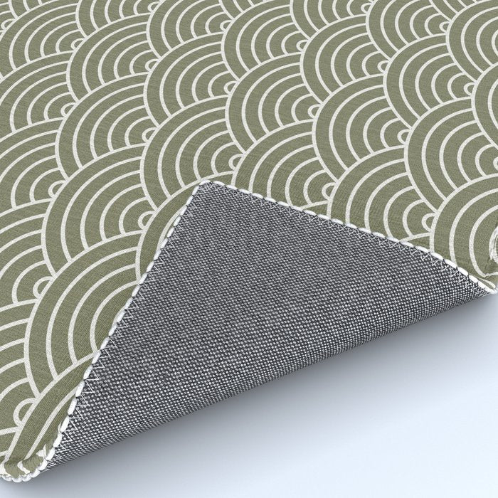 Japanese Waves Pattern Olive II Rug Gallery Image 4