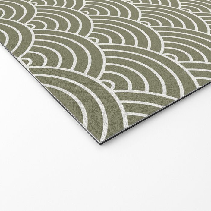 Japanese Waves Pattern Olive II Welcome Mat Gallery Image 2